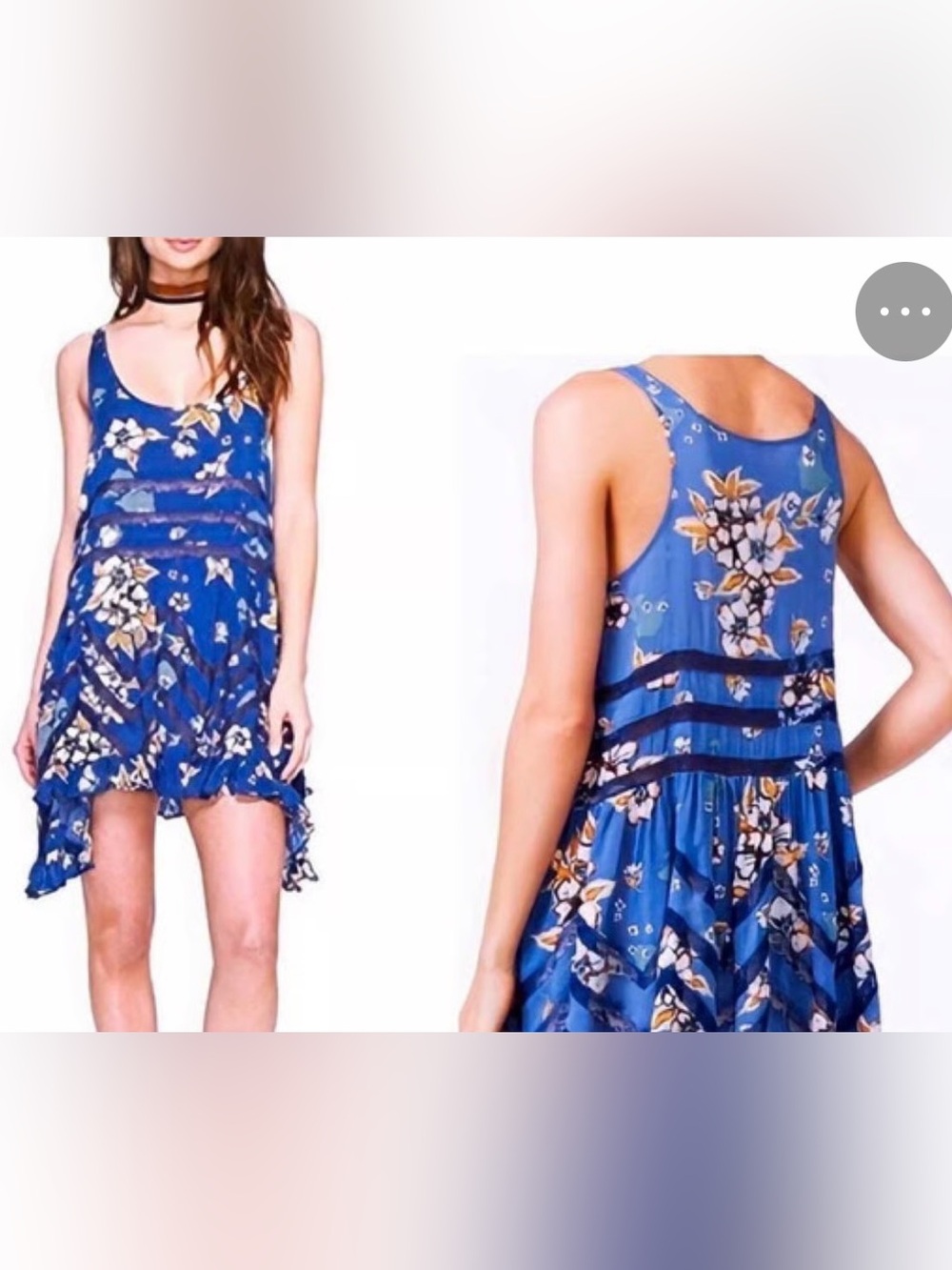 Free people Blue Floral Tank Dress XS